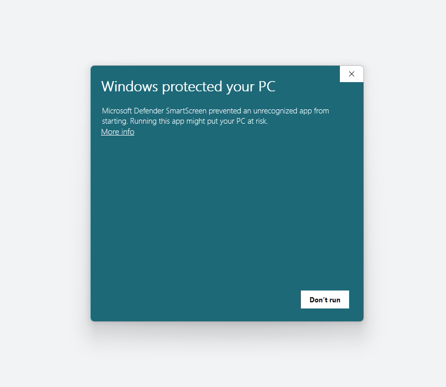 Windows installation step 1
