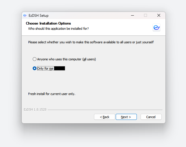 Windows installation step 4